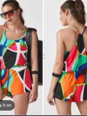 Fabletics Multicolor Geo-Block Midi Dress
